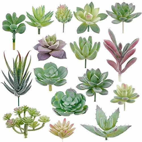 Plantas Suculentas Artificiales, Pack De 16, Sin Maceta