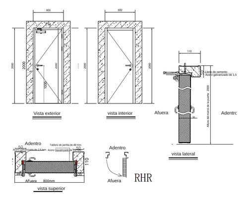 Puerta Cortafuegos F60 De Seguridad, En Acero, 80 X 200 Cm