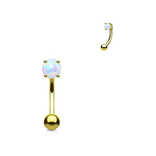 Aros - 3mm Opal Prong Set Top 316l Surgical Steel Wildklass 