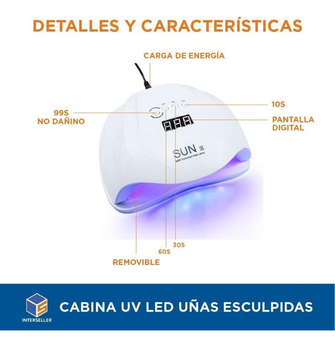 Imagen 4 de 10 de Cabina Uñas Uv Led Sun X5 80w Semipermanente Esculpidas