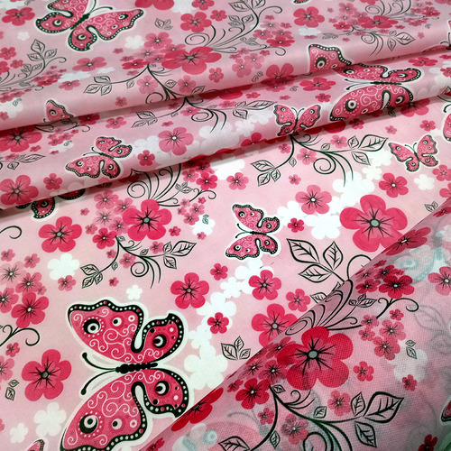 Toalha De Mesa De Tnt Borboleta Rosa 70x70 5 Uni