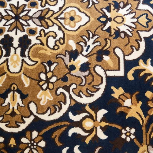 Imagen 6 de 7 de Alfombra Clasica Pie O Costado De Cama 50x80 Medallon Azul