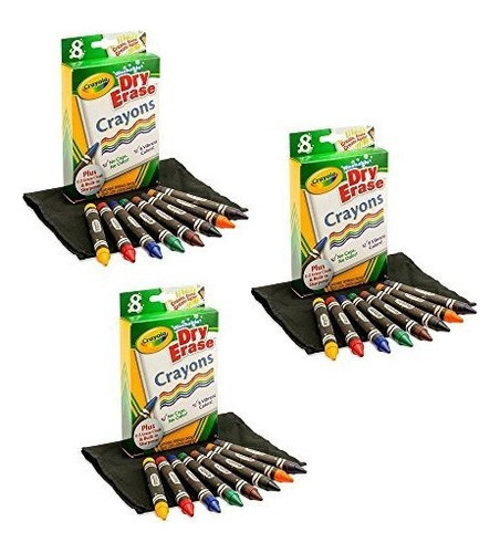 Paquete De 3 Paquetes De 8 Crayola De Borrado En Seco De Cer