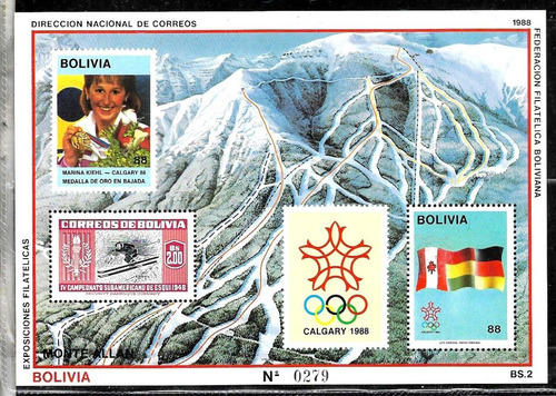 #2229 Bolivia 1988 Deportes Juegos Olimpicos Calgary  S/s