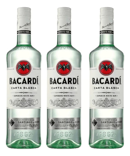 Pack X3 Bacardí Ron Carta Blanca 700 Ml