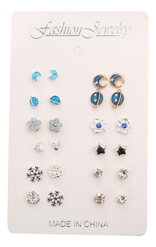 Pendientes Con Varios Piercings Moon Star Planet Snowflake J