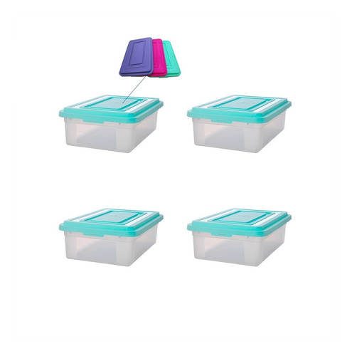 Set X4 Cajas Plasticas Contenedor Rectangular 36 L Apilables