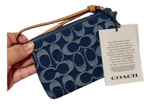 Muñequera Wristlet Coach Monogram Signature Y Color Denim