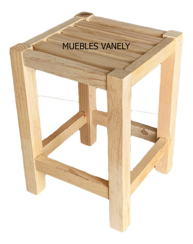 Silla Banco Madera Multiusos Reforzado Cuadrado Para Comedor