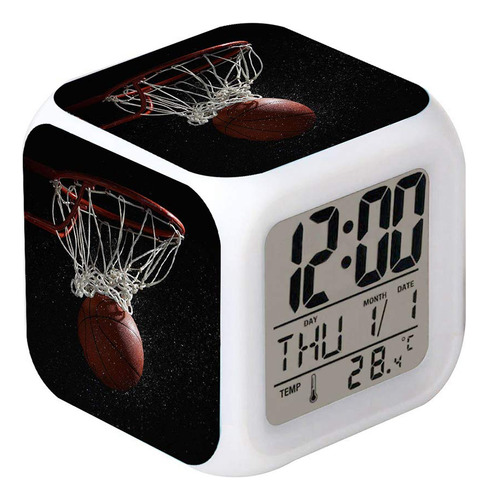 Reloj Despertador Led Deportivo Diseño Baloncesto Creativo