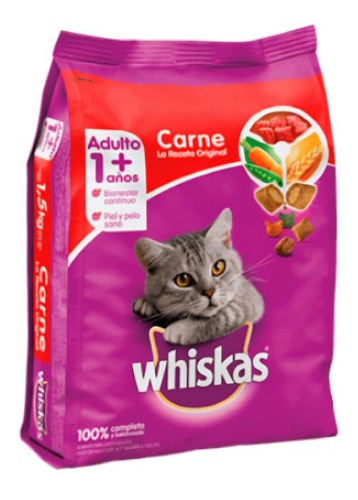 Alimento Whiskas 1+ Whiskas Gatos para gato adulto sabor carne en bolsa de 10 kg