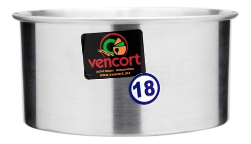 Molde Redondo Alto Hornear Aluminio 18 Cm 2.5 Lts Vencort Color Gris