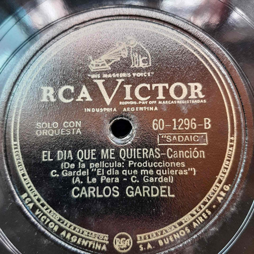 Pasta Carlos Gardel Canto Con Orquesta Rca Victor C362