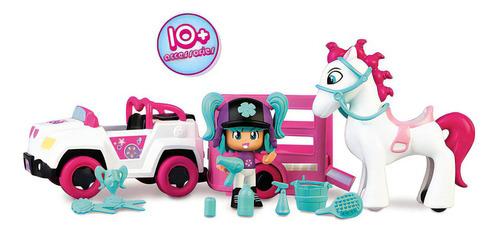 Muñeca Pinypon Set Let's Go! Coche Y Caballo