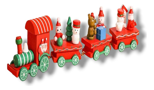 Mini Tren De Madera Navideño Navidad 1 Tren 3 Vagones