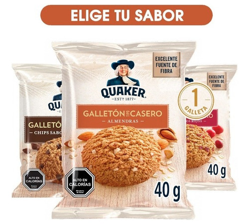 Galleton Chocolate - Almendra - Rojos Quaker 40g -  6 Unidad