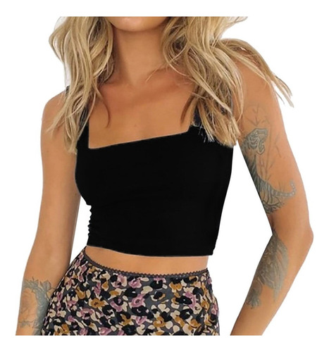 Mujer Sexy Sin Respaldo Sólido Crop Top Slim Fit Tank Top289