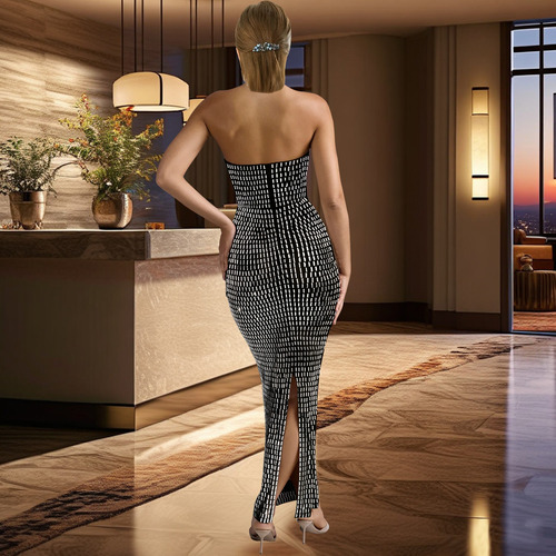 Vestido/vestido De Noite Sem Mangas Com Tachas De Longo