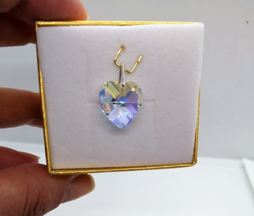 Imagem 2 de 6 de 10 Pingentes Cristal Swarovski Coração Boreal 1,0c Prata 925