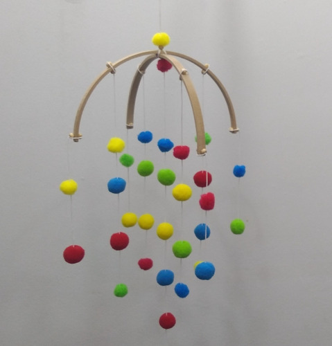 Móvil Para Cuna Pompones. Bebe. Elegí Los Colores!! Únicos!!
