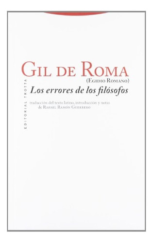 Los Errores De Los Filósofos - Gil De Roma (egidio Romano)