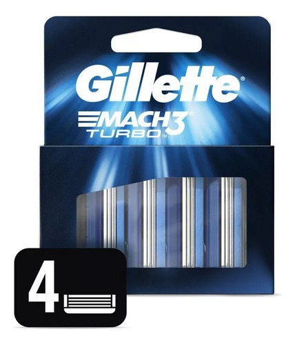 Gillette Mach3 Turbo Repuesto De Afeitar X 4 U