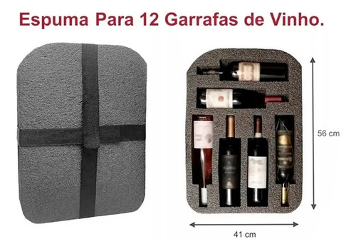 Espuma P/ Vinhos 12 Garrafas Transporte Mala Viagem Protetor