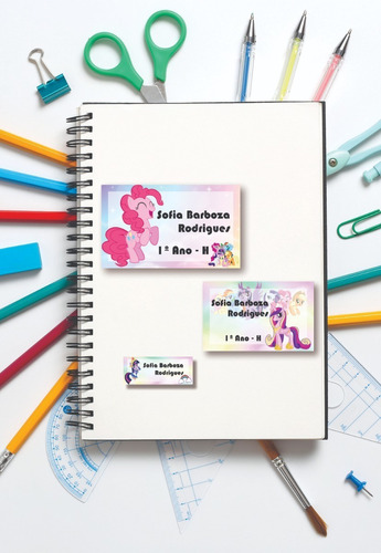 40 Etiquetas Escolar Personalizada Desenho Pony Little Magic