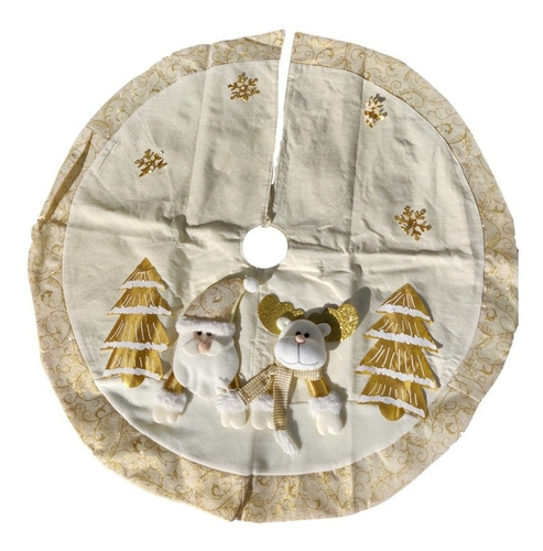 Pie De Arbol Dorado Navidad Santa Claus Muñeco Nieve Rodolfo