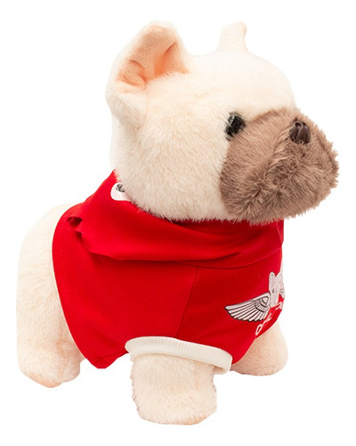 Perrito De Peluche Con Sudadera Ultra Suave Y Esponjoso 21cm Color Rojo
