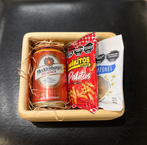Caja + Cerveza Y Snacks Para Regalo Tamaño Chico