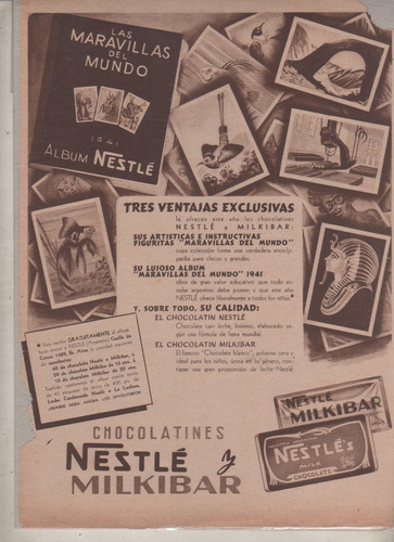 Publicidad De Revista - Figuritas Maravillas Del Mundo 1941