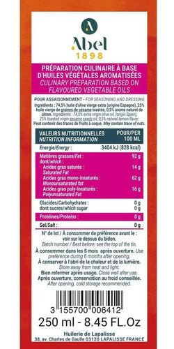 Aceite Especial Para Poke Bowl Oil Special Huile 250 Ml