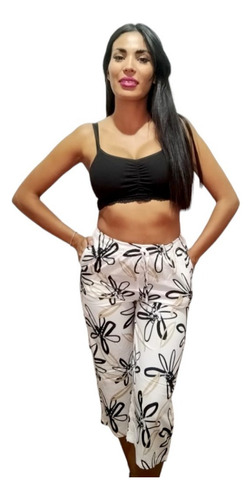 Pantalón Capri Fibrana Mujer Estampado Bianca Sheli 3075