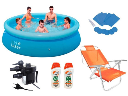 Piscina Inflável Chacara 4600l C/ Bomba E Kit Reparos