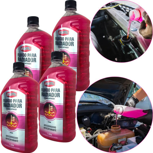 4 Aditivos Radiador Anti Fervura Concentrado Rosa Radflu 4l