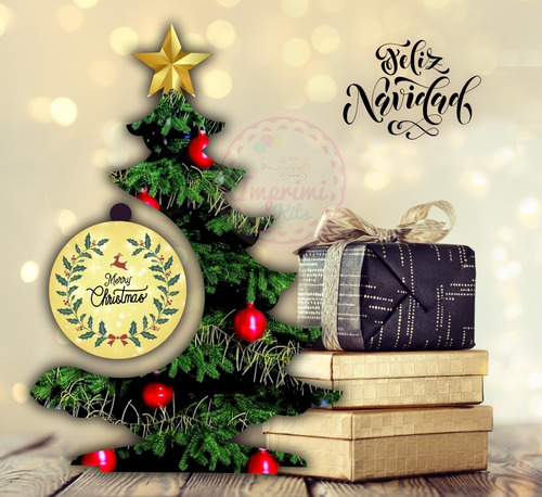 Plantillas Para Sublimar Arbolitos De Madera Navidad Mockup