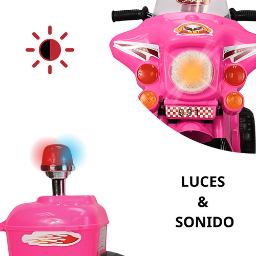 Moto Montable Eléctrica para Niños Luces Sonido Motocicleta Infantil Bateria 6v Apto a Partir de 3 años Rosa JOYKOO