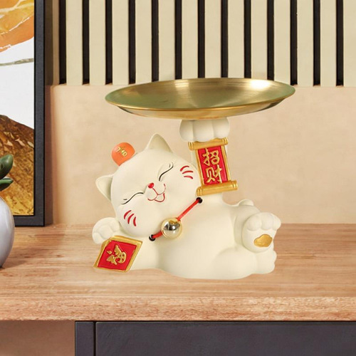 Bandeja De Armazenamento Para Estátua De Gato, Suporte Bege