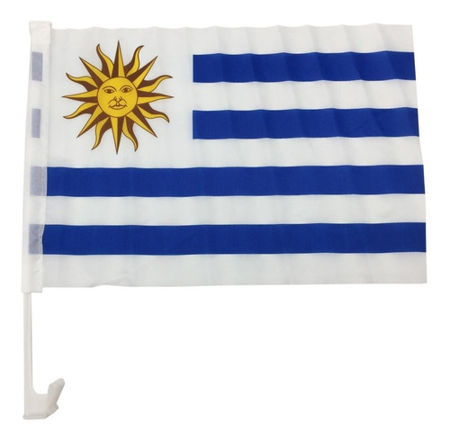 Bandera Uruguay Con Soporte Para Auto X10 Unidades 30 X 45cm