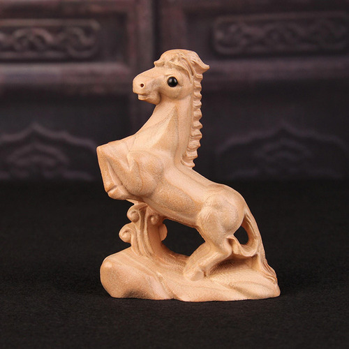 Fa 2 Estatua De Caballo De Madera Tallada A Mano, Estatua De