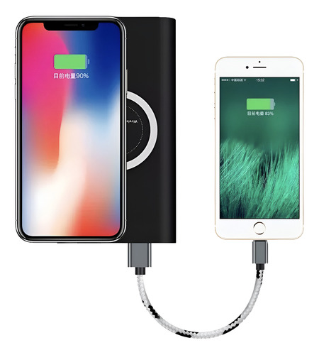 Cargador Portatil Inalambrico Power Bank Tipo C Externo Usb Negro Genérica