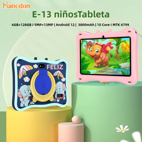 E13 Tablet Para Niños 7''android 12 6gb+128gb Con Funda Wifi