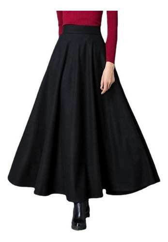 Long Wool Skirt With Elastic Waist Autumn And Winter