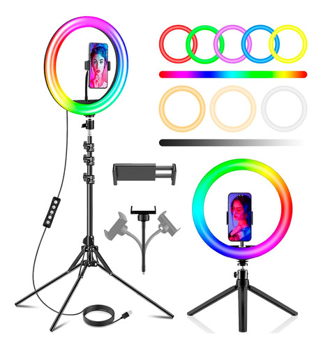 Aro De Luz Led 26cm Ring Light 2 Tripodes Celular Fotografia