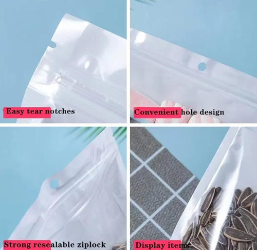 200 Bolsas Mylar Cierre Ziploc P/exhibir 5x8 Precio X Mayor Blanco