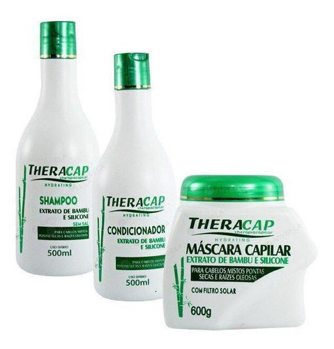 Kit Home Care Para Cabelos Mistos Extrato De Bambu Theracap