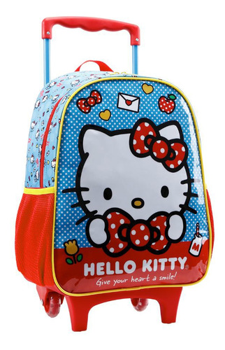 Mochila Rodinhas Escolar Tam M Hello Kitty Azul Xeryus 11821