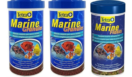 Ração Kit Tetra Marine 2 Granules  48g + 1 Flocos 52g