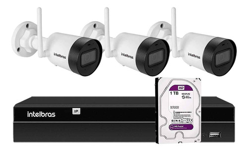 Kit 3 Câmeras Vip 1230b W Ir 30m Nvd1304 Intelbras Hd 1tb Pr